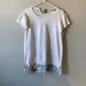 Loft- Mixed Media Floral Sweater Tee